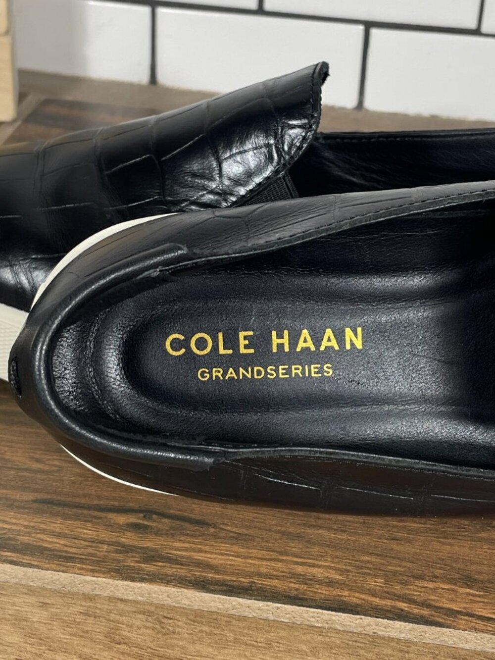 Cole Haan Grandpro Spectator 2.0 Shoes Womens Size 8 Black Croc Embossed Sneaker - Picture 10 of 12